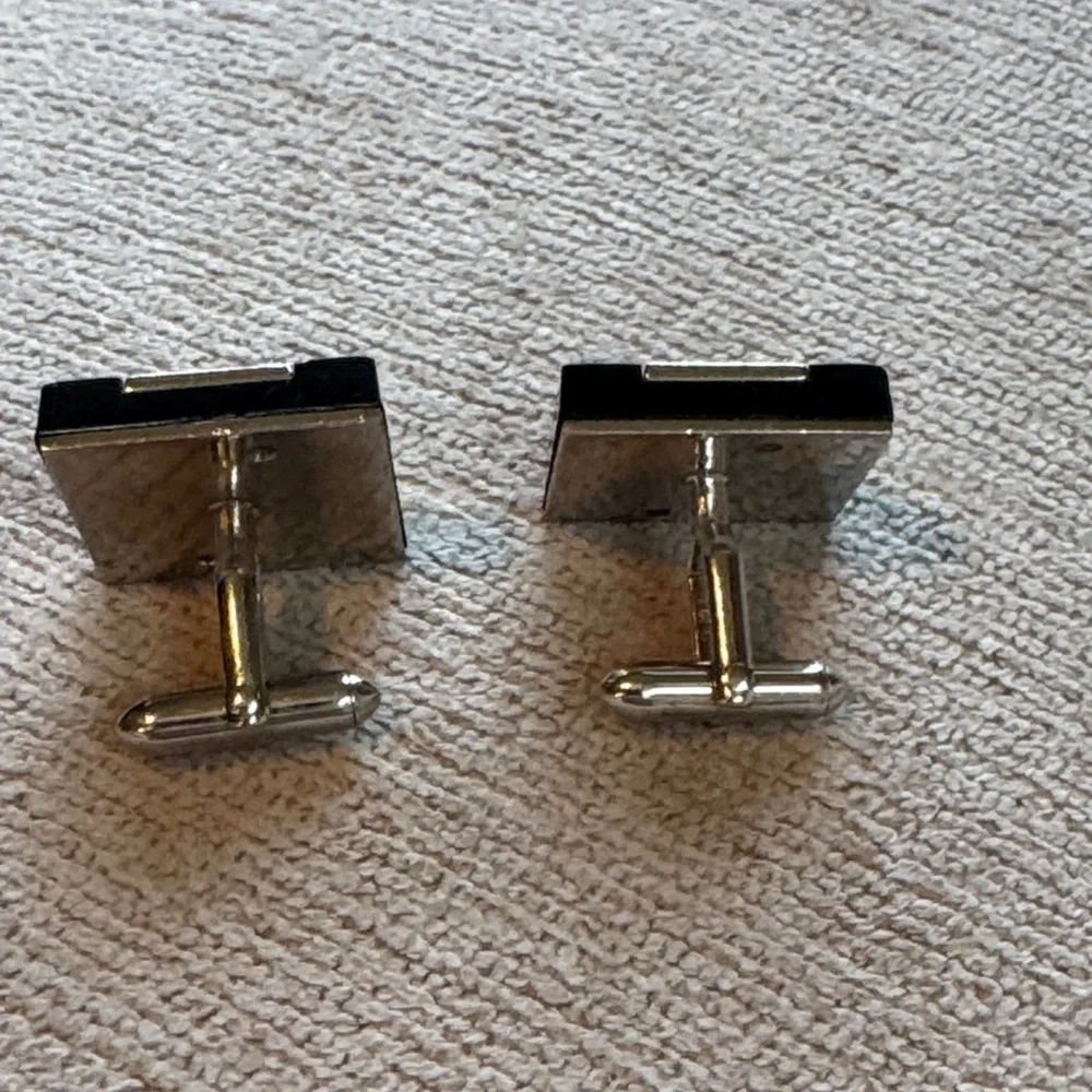 Vintage Black and Silver Initial Cufflinks